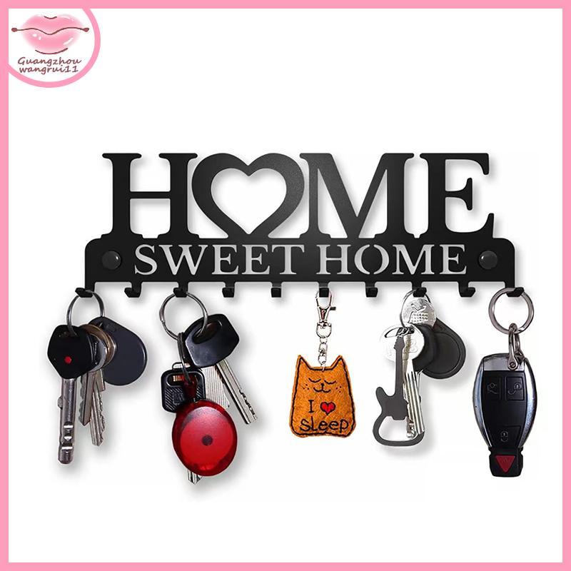 [GZ] 1PC ติดผนัง Sweet Home ตกแต่ง Key Holder, Key Wall Hook, Creative Key Holder สําหรับประตูด้านหน