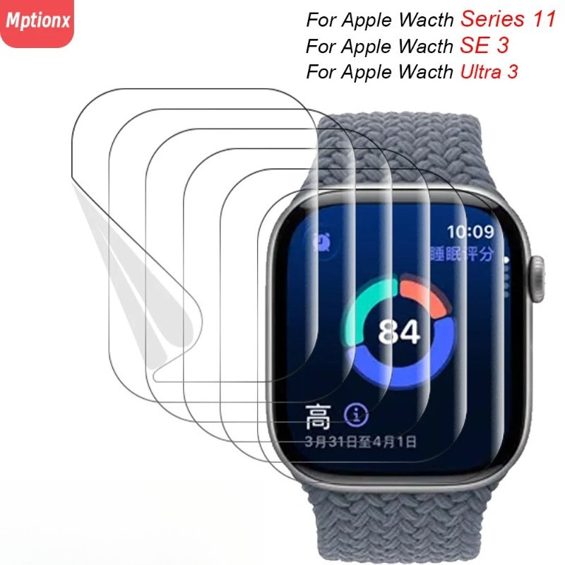 คาร์บอนไฟเบอร์ด้านหลัง + HD Soft Hydrogel ฟิล์ม สําหรับ Apple Watch Series Ultra SE 1 2 3 4 5 6 7 8 9 10 11 S6 ขอบโค้ง สีดํา 38 40 41 42 44 45 46 49 มม.