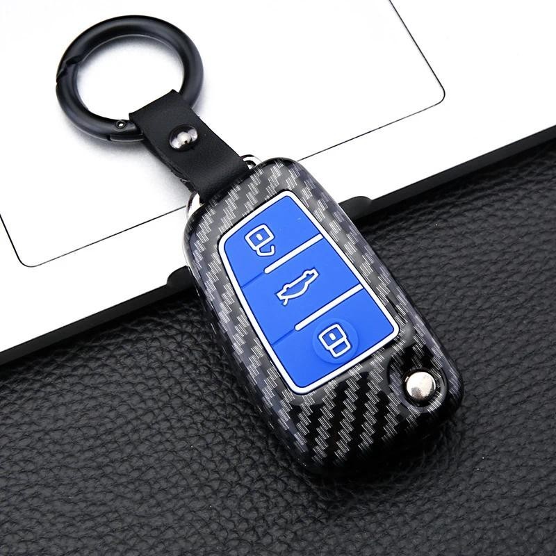 คาร์บอนไฟเบอร์รถ Remote Key กรณีเปลือกป้องกันสําหรับ Audi C6 R8 A1 A3 Q3 A4 A5 Q5 A6 S6 A7 B6 B7 B8 