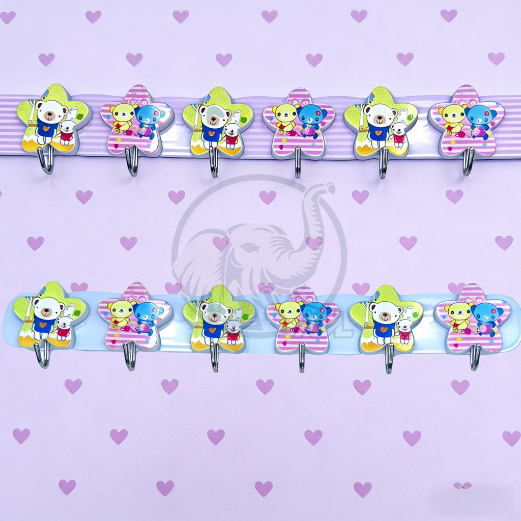ตะขอติดผนังรูปดาว ลายน่ารัก  พร้อมส่งทุกวัน 1แผง มี6ตะขอ No.1406 ราคา ถูกที่สุด ดีลบีเคเค แกลเลอรีภาพที่ 5