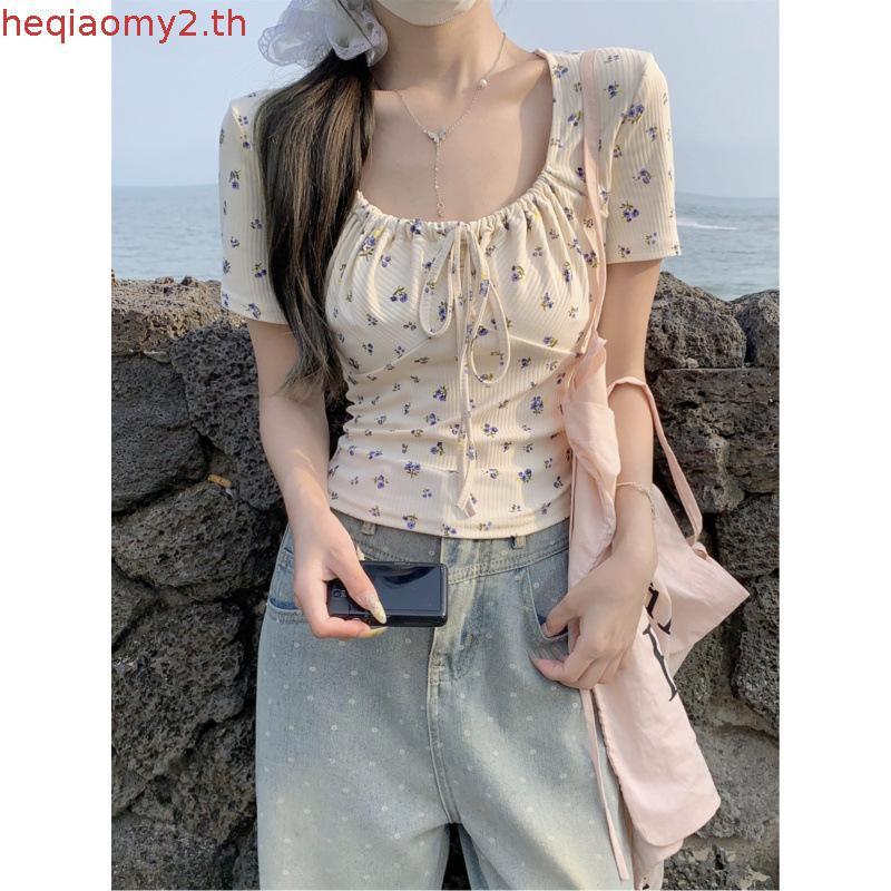 POKEE | KONOMI เสื้อครอปลายดอกไม้