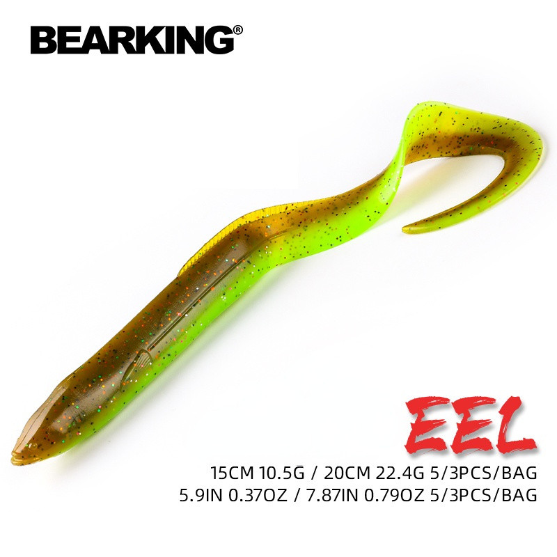 BEARKING EEL Soft Lures 20 ซม.15 ซม.เหยื่อปลอมตกปลาหนอนซิลิโคน Bass Pike Minnow Swimbait Jigging เหยื่อพลาสติก