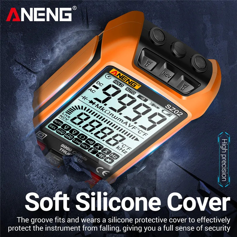 ANENG SZ02 สมาร์ท Auto Digital Multimeter เครื่องทดสอบทรานซิสเตอร์ 6000 นับไฟฟ้าอุณหภูมิ Capacitance