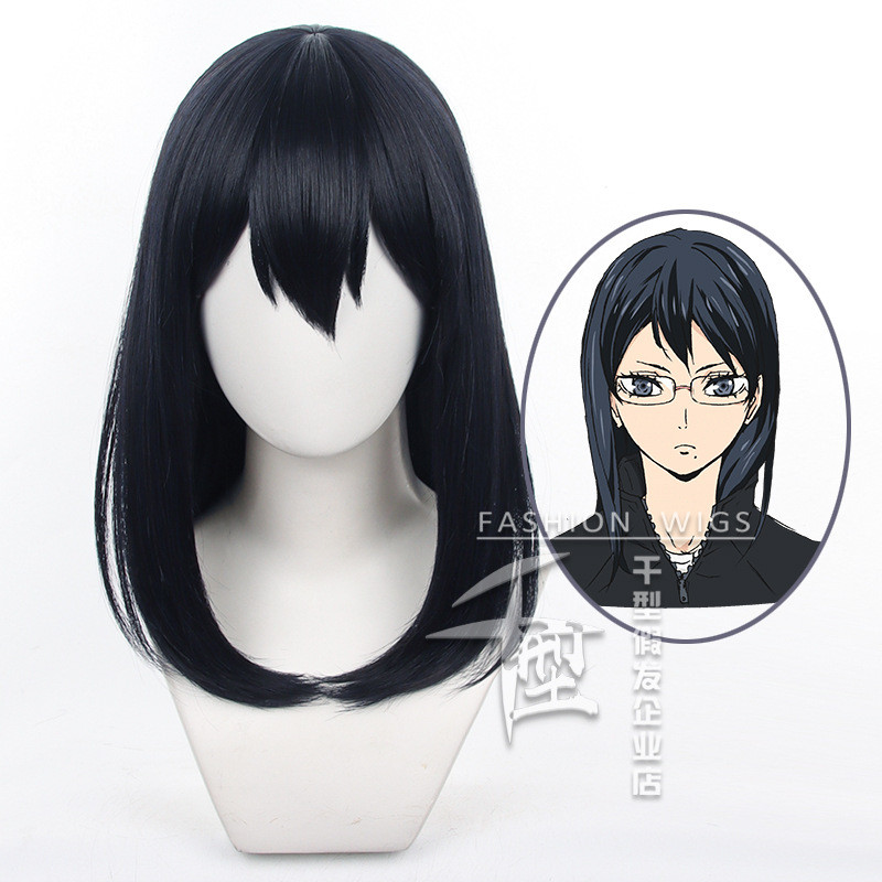 ไฮคิว!! Volleyball Kiyoko Shimizu คอสเพลย์วิกผมยาวสีดําสีฟ้าสังเคราะห์ทนความร้อนผม