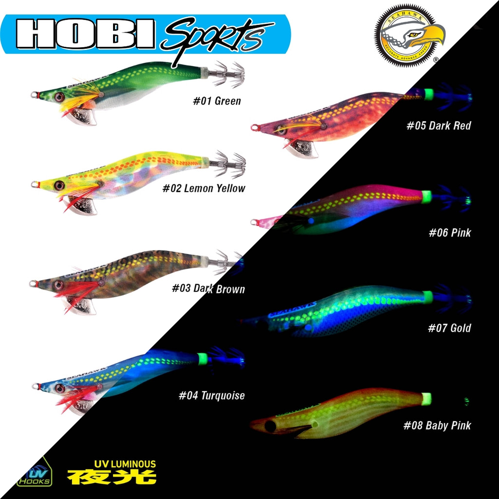 Seahawk Noury Rattle Egi ﻿Candat SotongLeaded Squid JigUV Hook Body Fishing Squid Jig Egi Lure