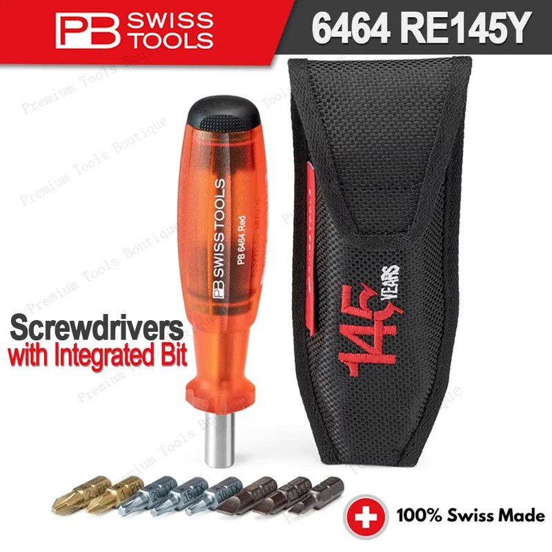 PB SWISS TOOLS PB 6464.RE 145Y CBB ไขควงบิตแม่นยำ 8 ชิ้น กริปไม่ลื่น สำหรับซ่อมบำรุงอุปกรณ์ไฟฟ้า