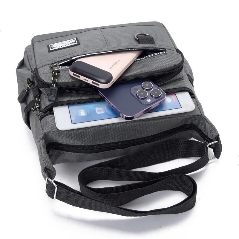 Messenger Bag Travel Five-Layer Multi-Layer Mens Messenger Bag ขนาดใหญ่-ความจุหลายกระเป๋า B