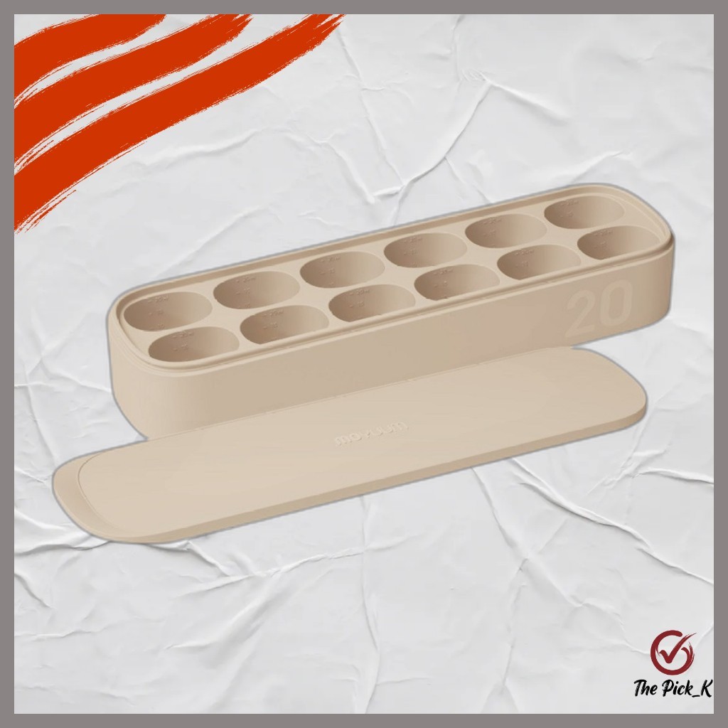 [moyum] ถาดลูกบาศก์อาหารหย่านมสําหรับทารกสองชั้น 20 มล. x12 (สีเบจ), 240 มล., 1 ชิ้น/ถาดอาหารเด็กเกา