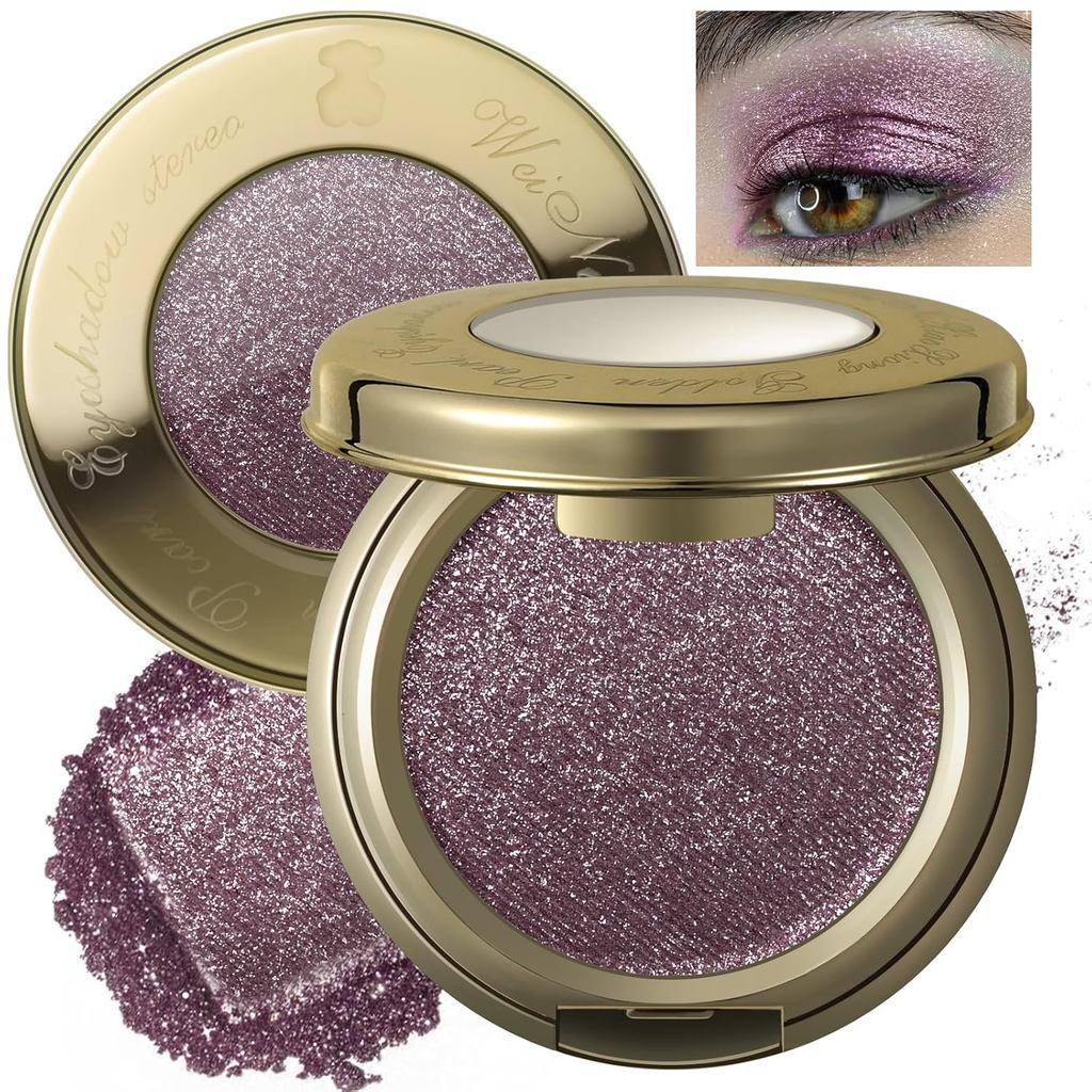 Noerrors Smoky Mauve Multi-Dimension Satin Glitter Eyeshadow Palette, Dusty Purple Golden Pearl Spar