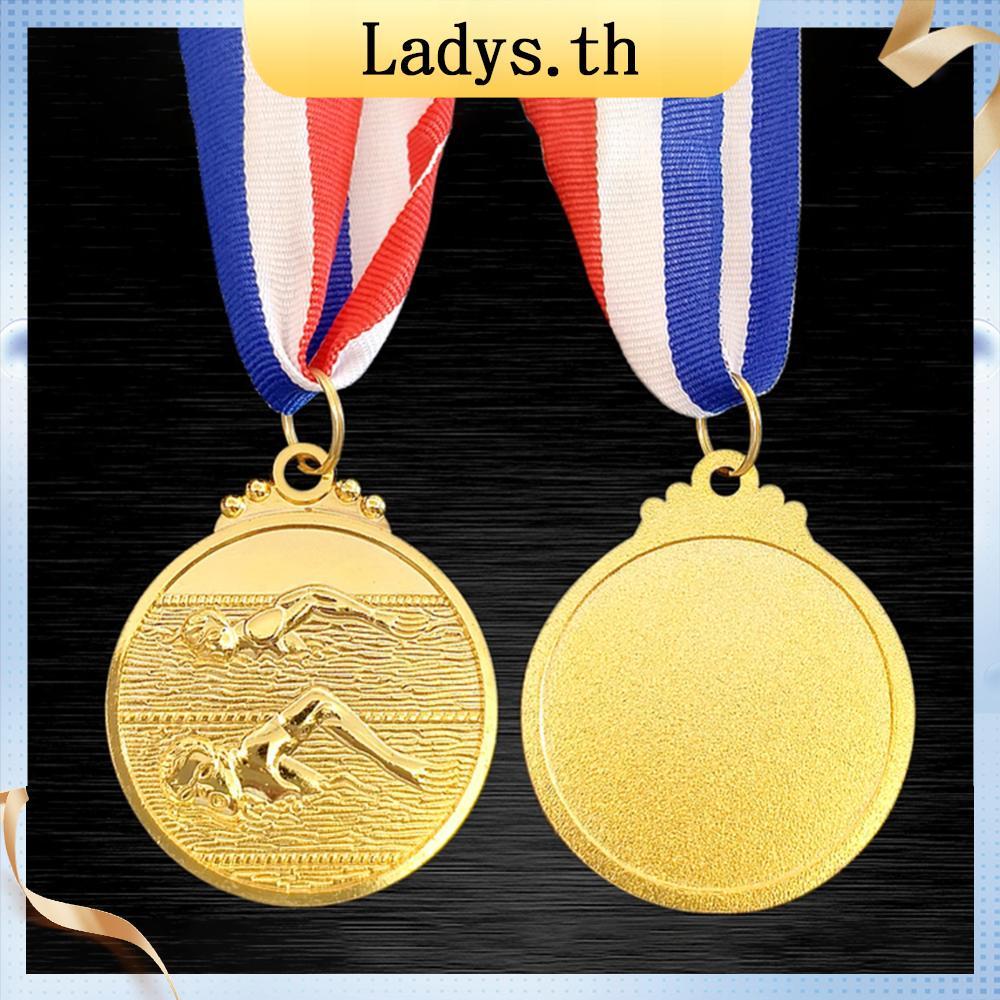 [Ladys.th] เหรียญว่ายน้ํา 5 ซม. รางวัลกีฬาพร้อมริบบิ้นคอเหรียญวินเนอร์โลหะ 1st/2nd/3rd Place เหรียญส
