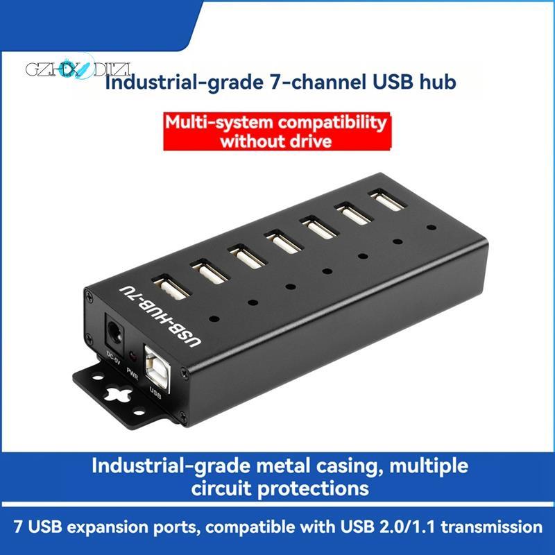 Gzhxdiizierอุตสาหกรรม USB 2.0 พอร์ตขยายอะแดปเตอร์ HUB 7-CH สําหรับ Win11/10/8 Linux