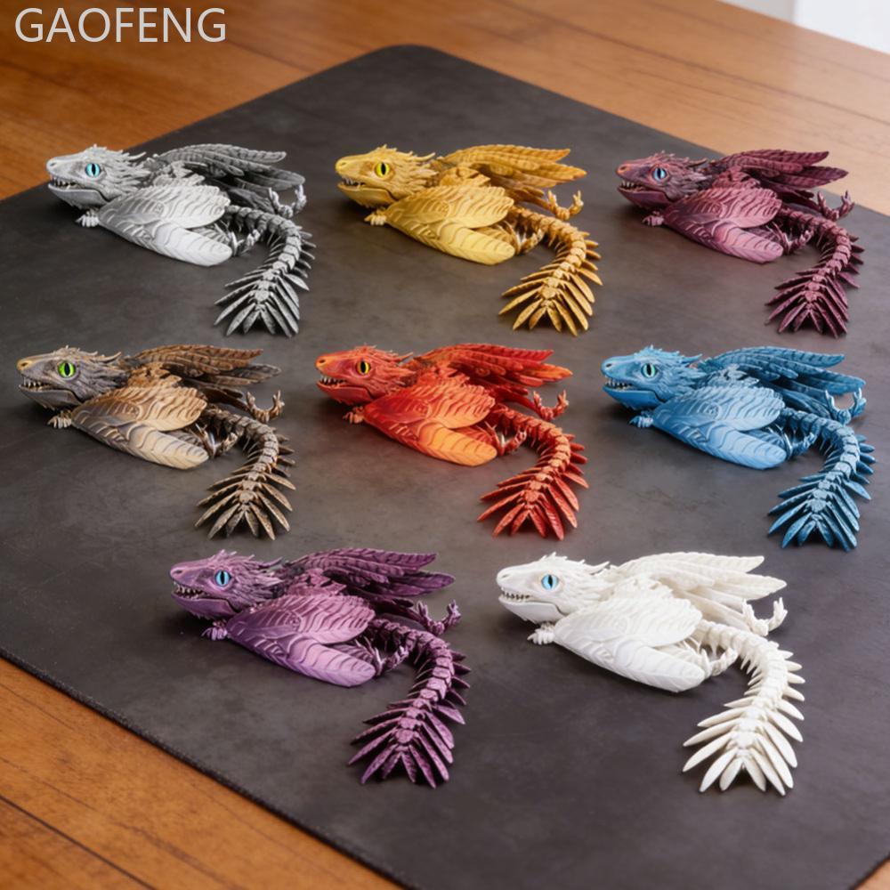GAOFENG 3D พิมพ์ Feather Dragon Figurine Bird Wings Creative ตกแต่งของเล่น Home Office Desktop รถตกแ