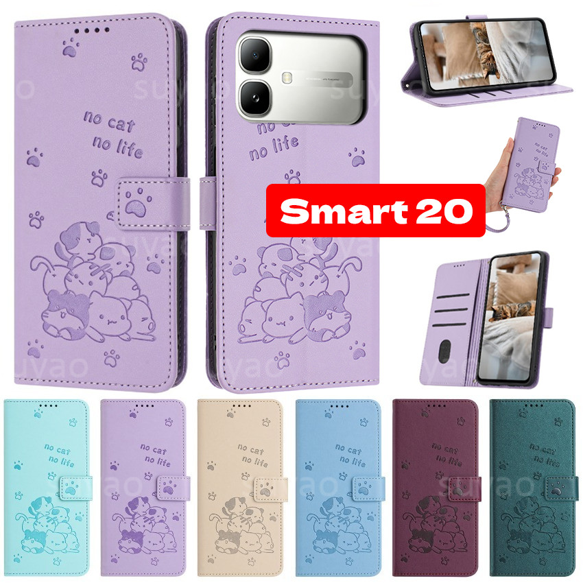 สําหรับ infinix Smart 20 2026 เคสโทรศัพท์นูนพลิกกระเป๋าสตางค์หนังช่องใส่การ์ดปลอก Smart20 infinixSmart20 หรูหรา Lanyard กันกระแทกขาตั้งผู้ถือแม่เหล็กฝาหลัง ราคา ถูกที่สุด ดีลบีเคเค