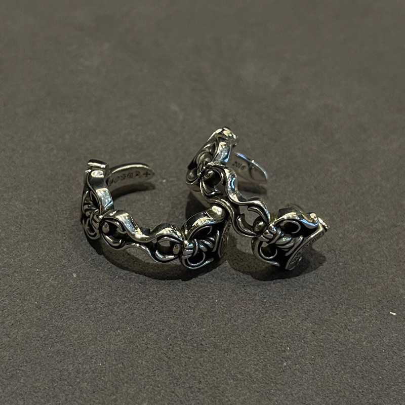 3IMG Chr***rts Pure silver vintage-style ring for men and women, adjustable, with double swords, hol