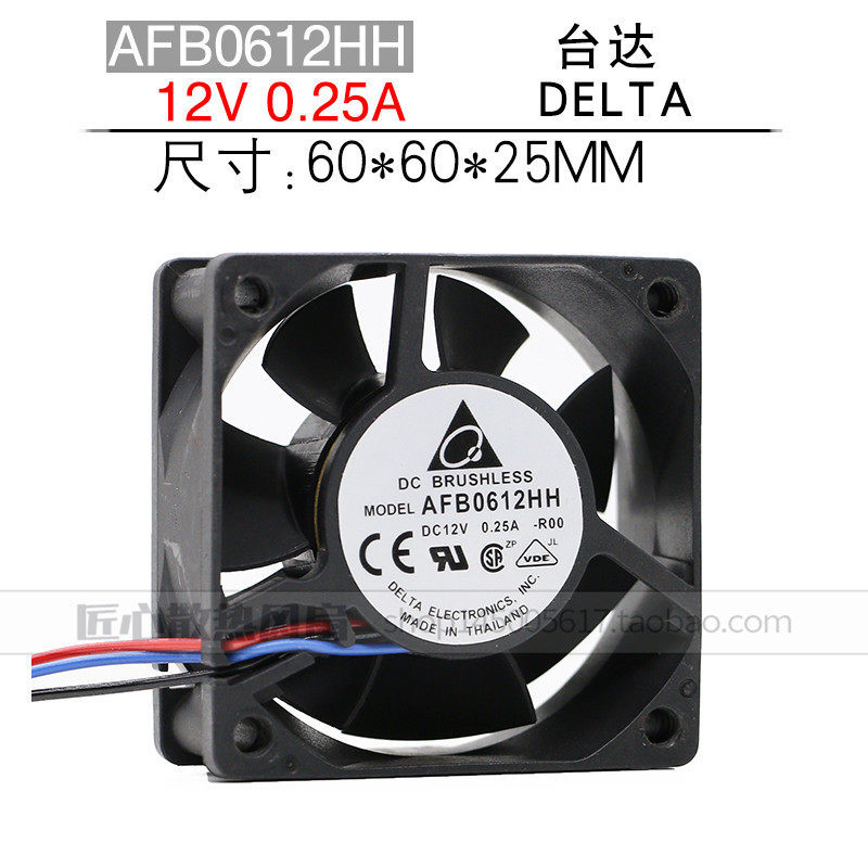 [หม้อน้ําขายร้อน] 60 * 60 AFB0612HH/EH/VH-FOO/ROO 6025 12V 0.25 A 6CM/cm Fan