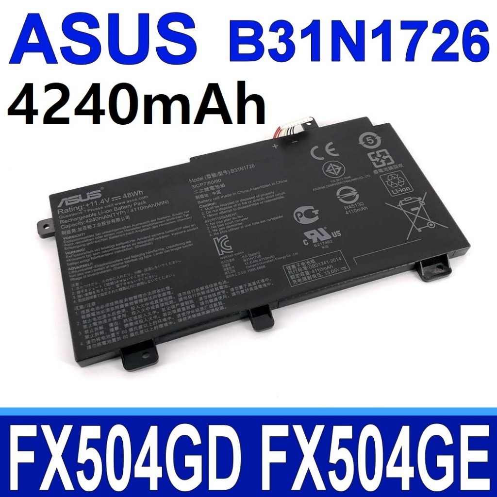แบตเตอรี่ ASUS B31N1726 FX95GT9750 FX95G FX80GE GD8750-1 FX80G