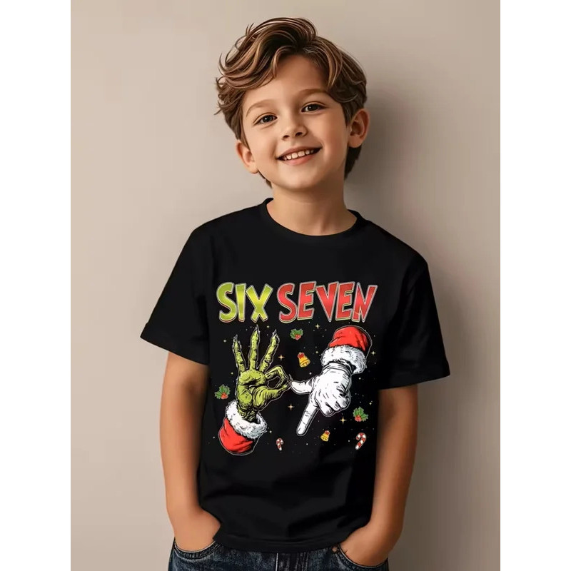 เสื้อยืดลายมีม Fun Six Seven 6 7 สำหรับเด็ก ลายตลกขบขันสไตล์ Y2k พร้อมคำพูดเกี่ยวกับเกม ของขวัญแปลกใ