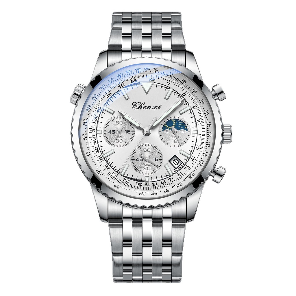 CHENXI CHENXI นาฬิกาผู้ชายแฟชั่น Multi-Function นาฬิกาผู้ชายนาฬิกาควอตซ์ Luminous กันน้ําแหล่ง