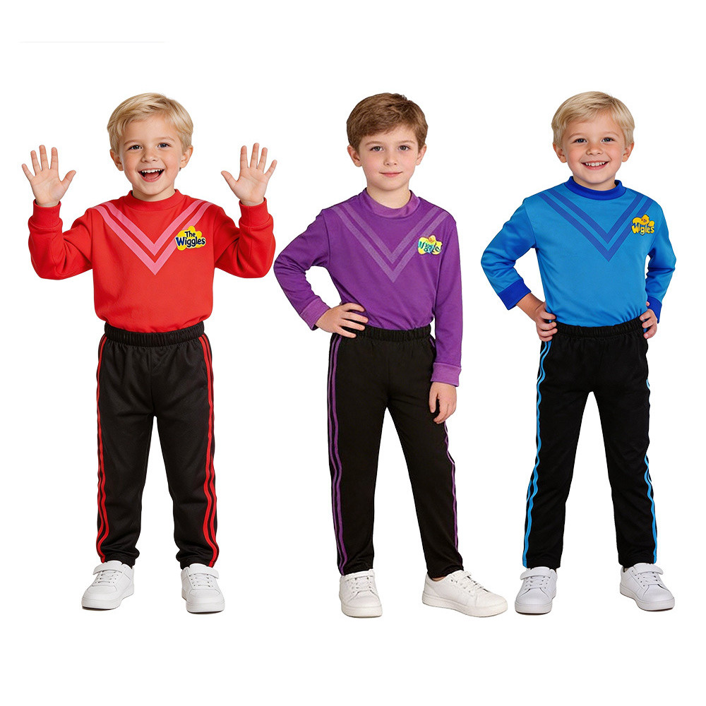 [คลังสินค้าพร้อม] The Wiggles ชุดเต้นรําสําหรับเด็กชุดสูทแขนยาวสําหรับเด็กอนุบาลชุดการแสดงงานเลี้ยงว