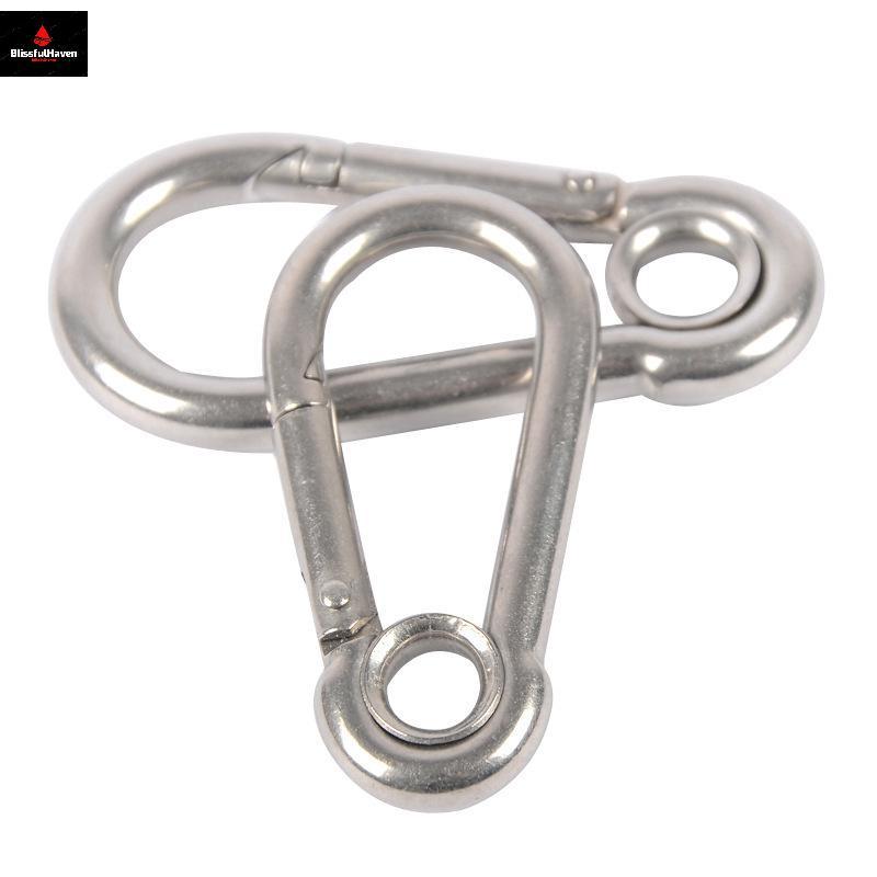 M4 M5 M6 M7 M8 สแตนเลส Carabiner Carbine Snap Hook พร้อมตาไก่สปริง Bule Key แหวน