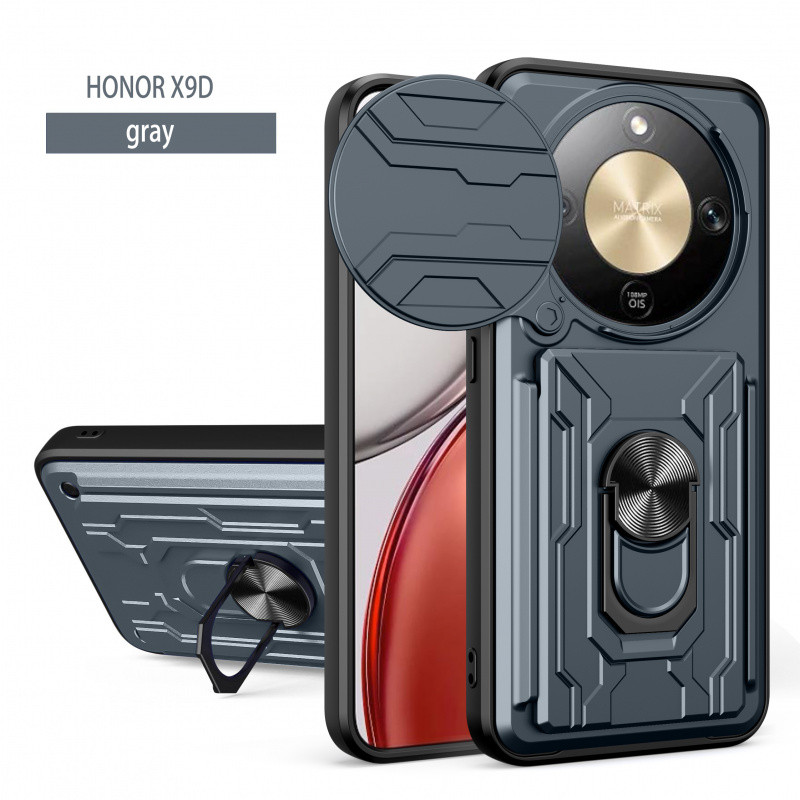 สําหรับ Honor X9D 400 Lite X9C X8C X9A X9B X8B X7B Magic 7 Lite 6 5 Lite 5 Pro 200 สมาร์ทแม่เหล็กแหวนผู้ถือช่องใส่การ์ดสไลด์เลนส์ป้องกัน Hard Armor Cover