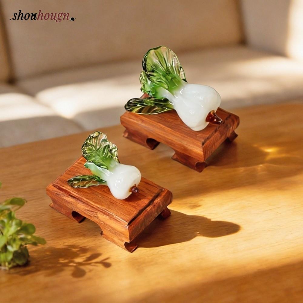 SHOUHOU แก้ว Bok Choy, แก้วเป่า Bok Choy รูปร่างคริสตัลตกแต่งโต๊ะ, การออกแบบความเจริญรุ่งเรือง Bok C