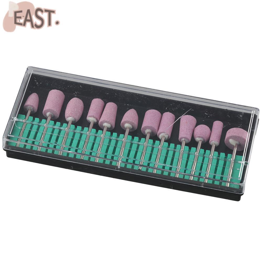 EASTS 12 ชิ้น หินเจียร, หินเจียรสีชมพู, ชุดหัวขัดหัวเจียรหินเหล็กไฟ