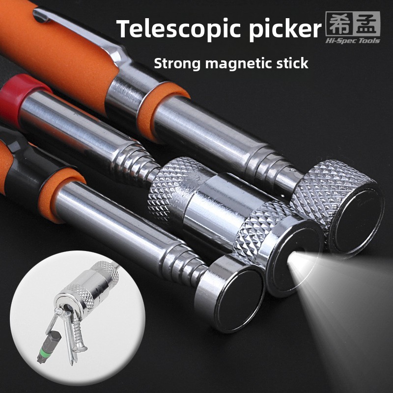 Telescoping Magnetic Pickup Tool แท่งแม่เหล็กขยายได้พร้อมไฟ LED สําหรับยานยนต์ บ้าน และการประชุมเชิงปฏิบัติการใช้