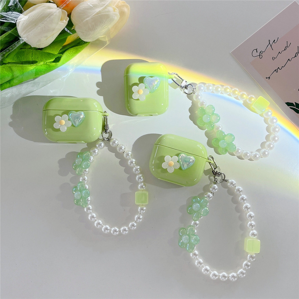 [เคสป้องกันหูฟังขายดี] ins ดอกไม้รักคริสตัลเหมาะสําหรับ Apple AirPods รุ่นที่ 4 เคสป้องกันหูฟังบลูทู
