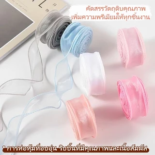 ริบบิ้นผ้าแก้ว กว้าง 4 ซม10หลา จำหน่ายต่อหลา สำหรับเย็บขอบ ทำโบว์ของขว พรีเมียม และงานคราฟต์ DIY