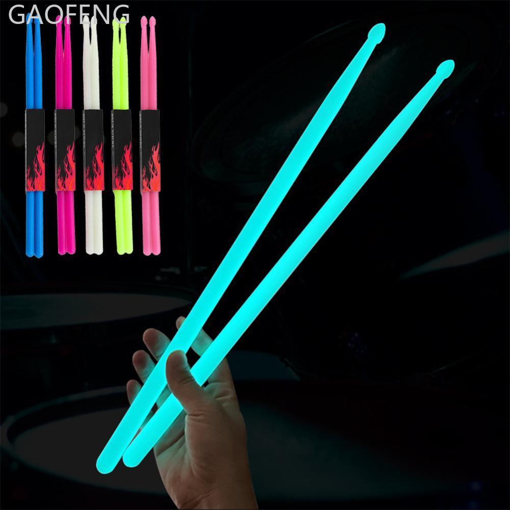 GAOFENG Luminous Light Up Drum Sticks Anti Slip Drumsticks 1 คู่เรืองแสงดนตรีกลองชุดเครื่องมือสําหรั