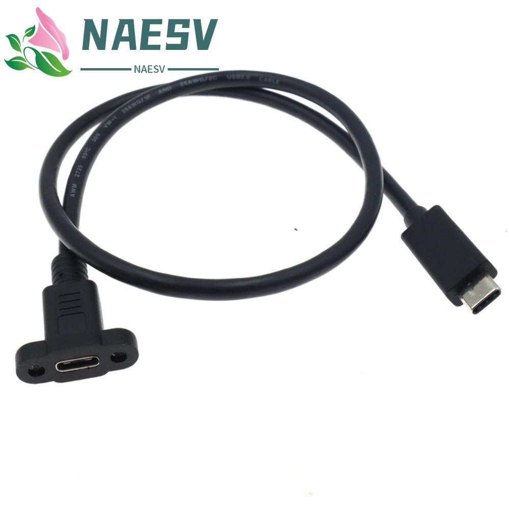 NAESV Type C Extension Cable Panel Fixation Black With Screw Hole Extended Line Type C USB3.1 USB-C 