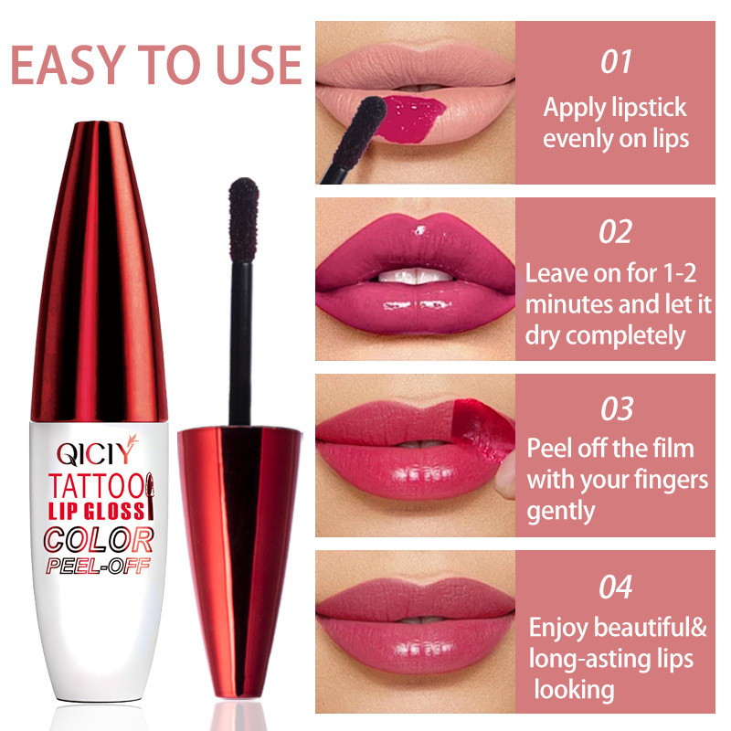 Cross-border Exclusive QICIY 4 ลิปกลอสฉีกขาดสี Easy Coloring Moisturizing Long-Lasting Non-Stick Cup