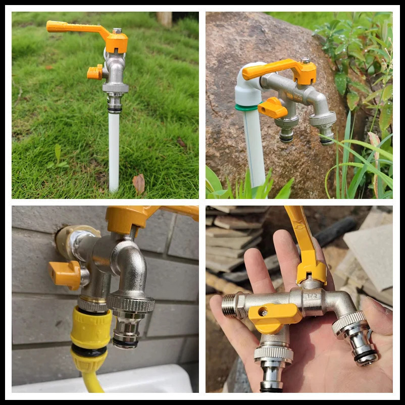 รุ่นอัพเกรด วัสดุทองเหลือง ก๊อกสนามสองทาง ก๊อก ก๊อกสนาม2ทาง ก๊อกน้ำ2ทาง ก๊อก2วาล์ว ก๊อกสองทาง ขนาด 1/2 นิ้วขายดี ใช้ดี - รูปที่ 4