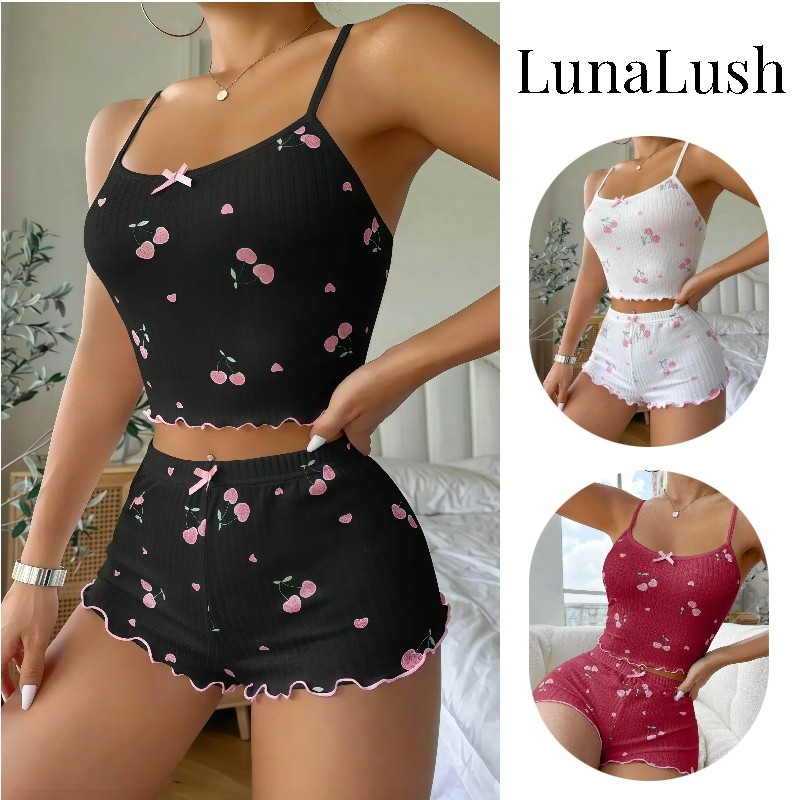 LunaLush✨เสื้อคุณภาพดี เสื้อผ้าผู้หญิง ชุดเสื้อผ้า มีฟองน้ำ ลายดอกไม้ฟุ้ง เข้ารูป"FY4193"