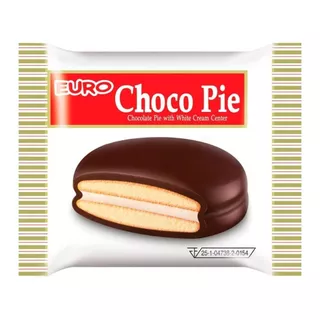 Euro Choco Pie ยูโร่ ช็อกโกพาย ขนมพายสอดไส้ ไส้ครีม ไส้ช็อกโกแลต ยกกล่อง 12ชิ้น