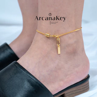 สร้อยข้อเท้าทรงสี่เหลี่ยมแกะสลักสไตล์เกาหลี น้ำหนักเบาทrendyในฤดูร้อน จากArcanaKey