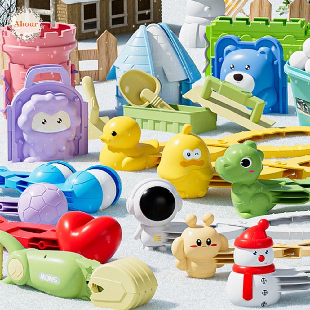 AHOUR Duck Snowball Clip, Early Education Heart Dinosaur Snowball Maker Mold, Winter Fight Spaceman 