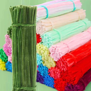 ลวดกำมะหยี่ DIY 100 ชิ้น ความหนา 8มม. 30cm สร้างสรรค์งานประดิษฐ์ต่างๆ สำหรับงานฝีมือ
