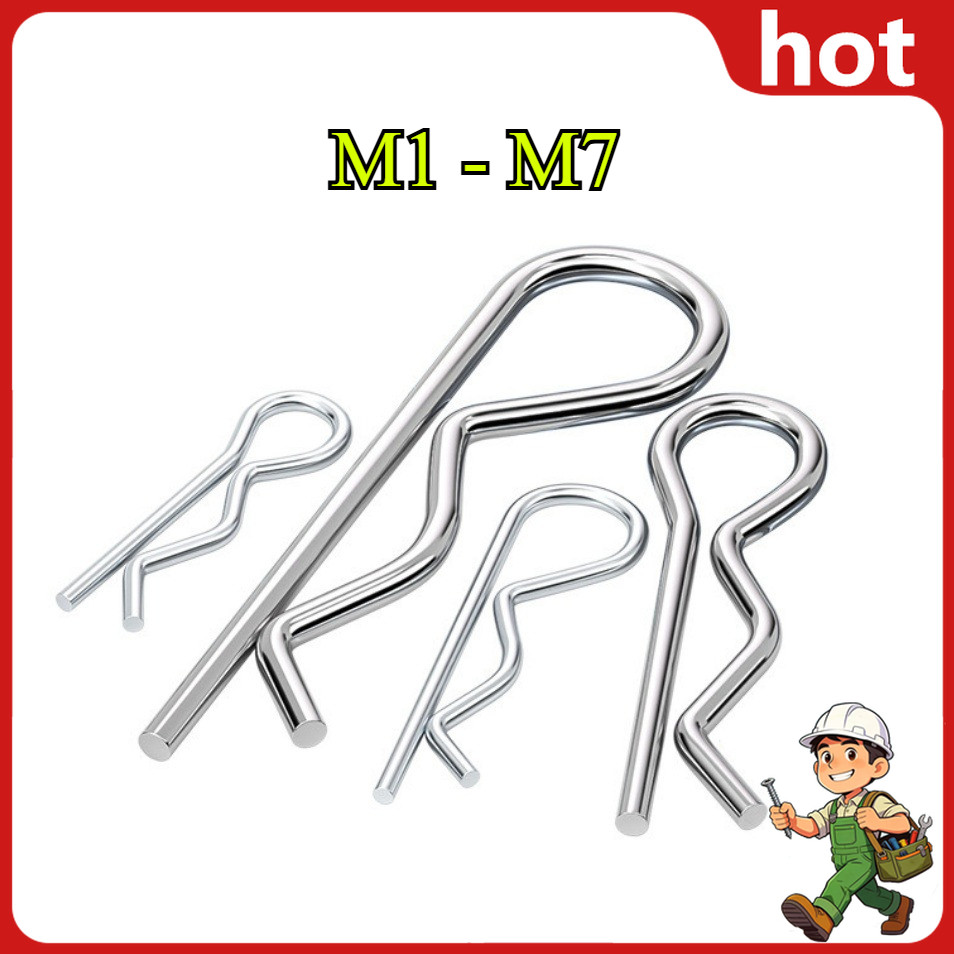 Hairpin R Pin ชุบสังกะสีขาว ยืดหยุ่น กันสนิม ทนทาน White Zinc Hairpin R Pin M1/M1.2/M1.6/M1.8/M2/M2.