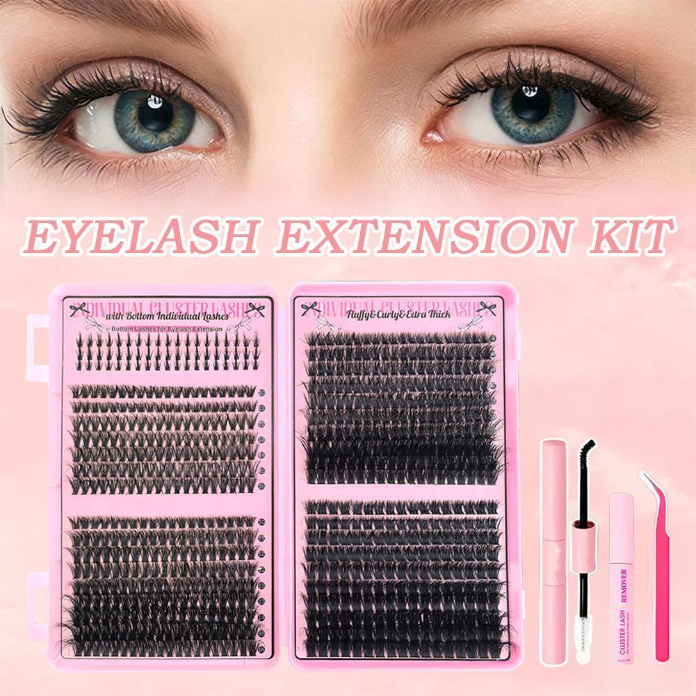Diy Segmented Hot-melt Fluffy Lashes 60d + 80d Voluminous ชุดขนตาปลอมปุยหนาสไตล์ F8q5
