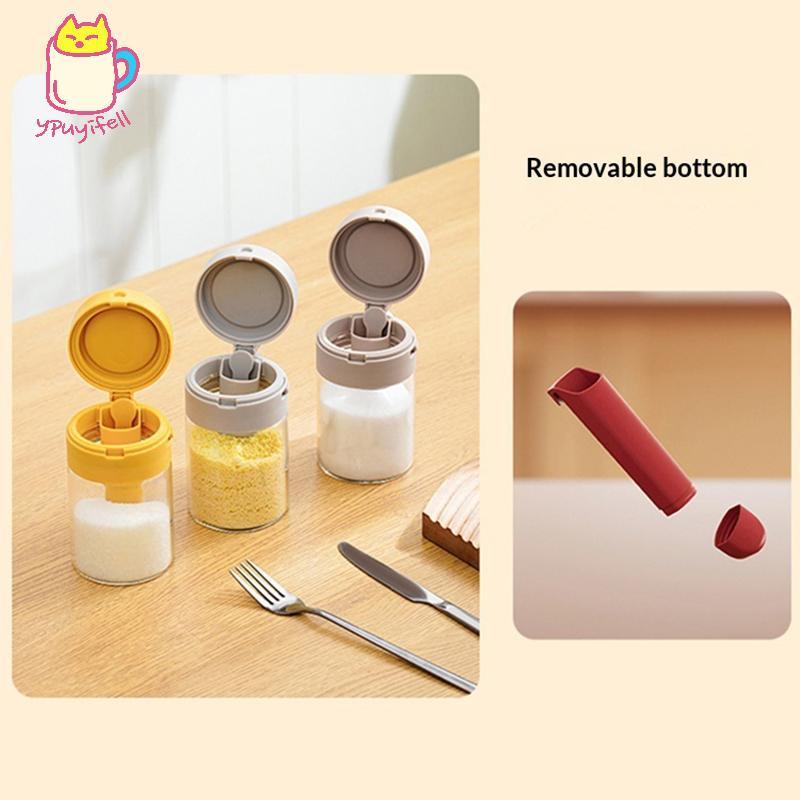 [YPU] ห้องครัวในครัวเรือน Heartnake-Proof Seasoning Jarเกลือคอนเทนเนอร์ 2 In 1 แก้วขวดเครื่องเทศช้อนแยกแก้วปรุงรสสามารถมนนคส combedท - รูปที่ 6