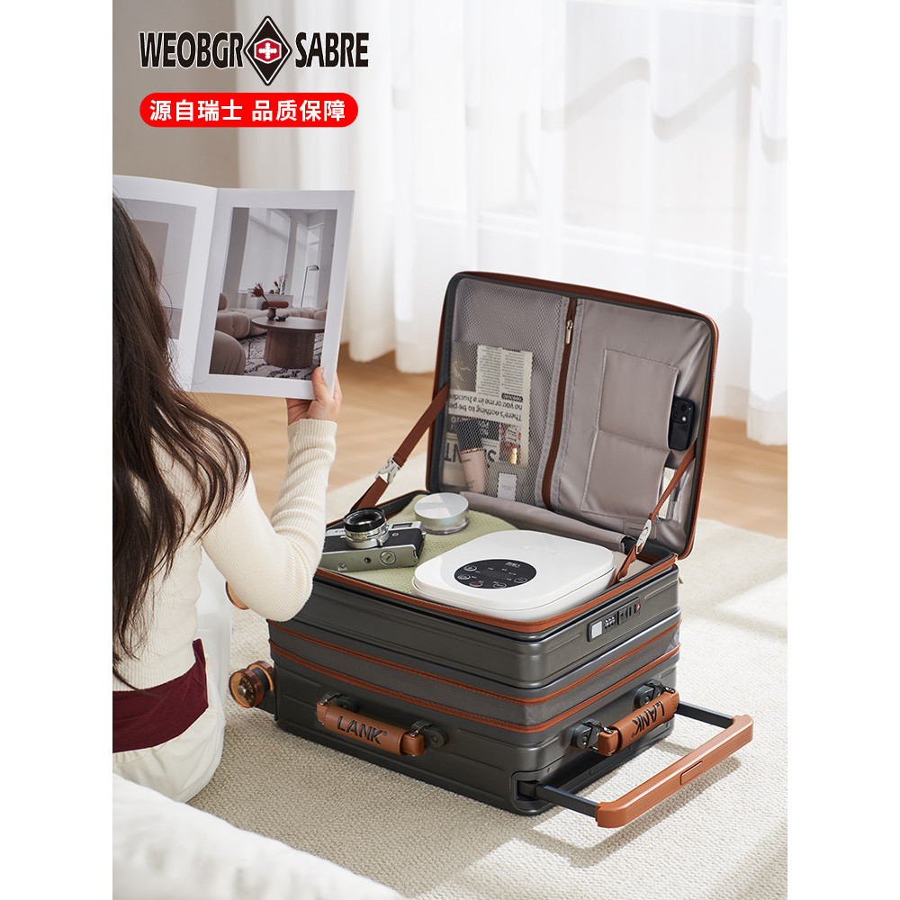 Swiss Army มีดด้านข้างเปิดกระเป๋าเดินทาง 2026 สไตล์ใหม่หญิง 93 ซม.คุณภาพสูงขยาย Boarding รถเข็นกระเป