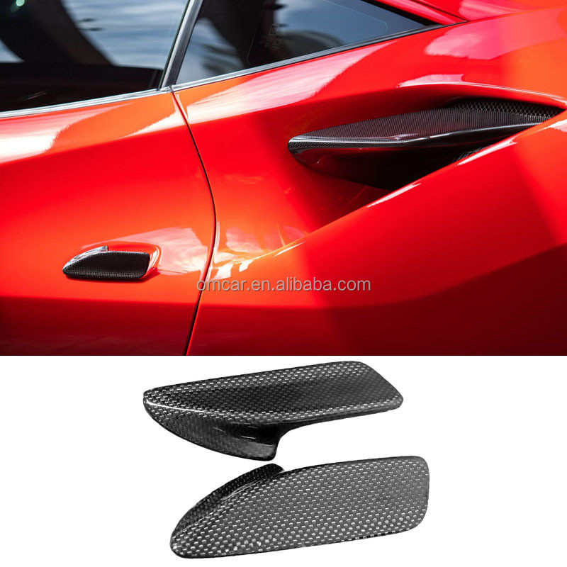 อุปกรณ์ตกแต่งภายนอกรถยนต์สําหรับ Ferrari F8 488 เปลี่ยนคาร์บอนไฟเบอร์แห้งด้านนอกมือจับประตูสําหรับ F