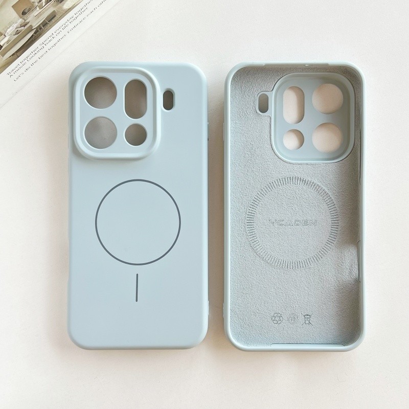 ผิวซิลิโคนเหลวเคสโทรศัพท์แม่เหล็กสําหรับOPPOค้นหาX9 Pro X8 Ultra X8 Pro X8S + Reno 14 Proสีทึบชาร์จแม่เหล็กนุ่มกันกระแทก