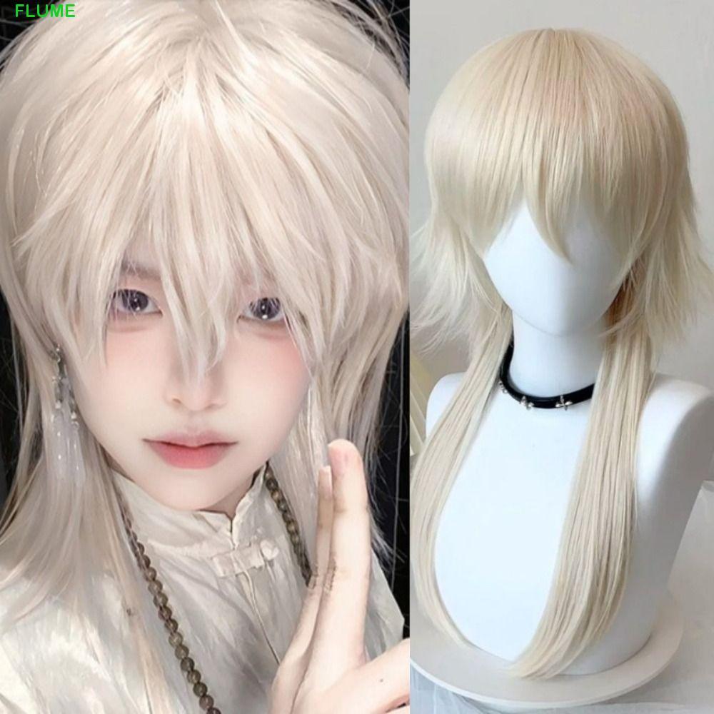 แมงกะพรุน Mullet Head Wig สังเคราะห์สีทองดำ คลุมเต็มศีรษะ สำหรับคอสเพลย์และฮาโลวีน