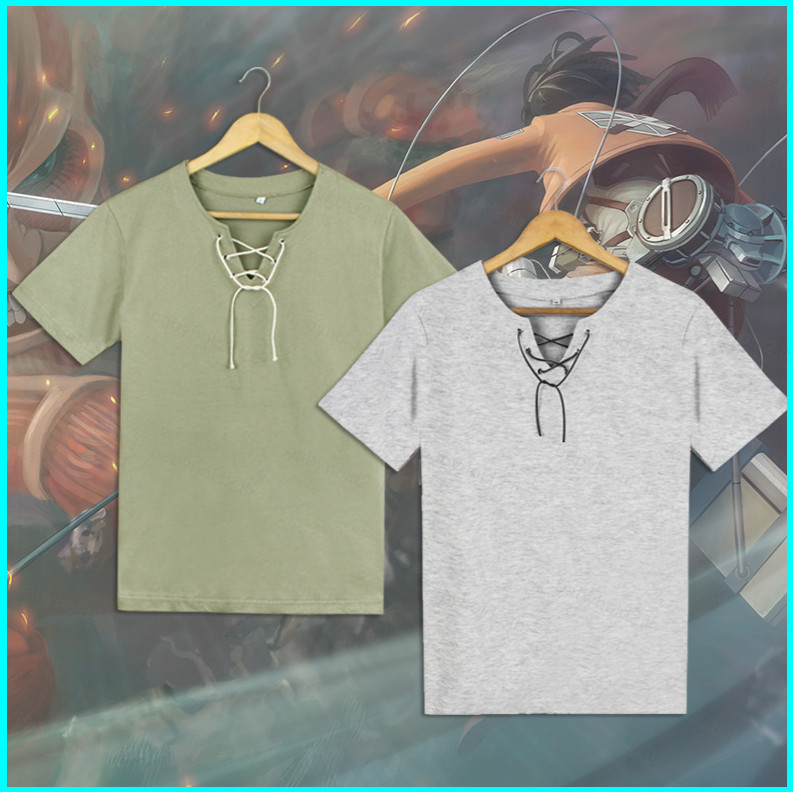 เสื้อยืด Eren Jaeger จาก AniBH2 แนว Cosplay Attack on Titan แขนสั้น สไตล์ Unisex พร้อมไซส์ใหญ่+