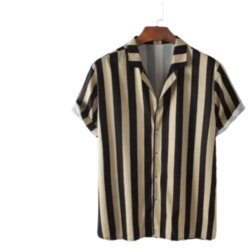 KEMEJA RnB เสื้อเชิ้ตแขนสั้นผู้ชาย ลายทาง และชุดนอน แบบคอปกและคอวี