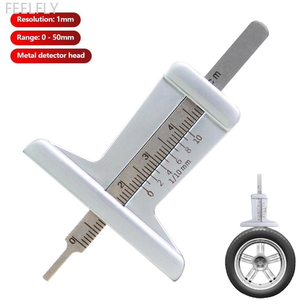 FEELFLY สแตนเลสยางรถเหยียบความลึกวัด 0-50 มม.และ 0-5 ซม.Dual Scale ความแม่นยําสูงเครื่องมือวัดสําหรั