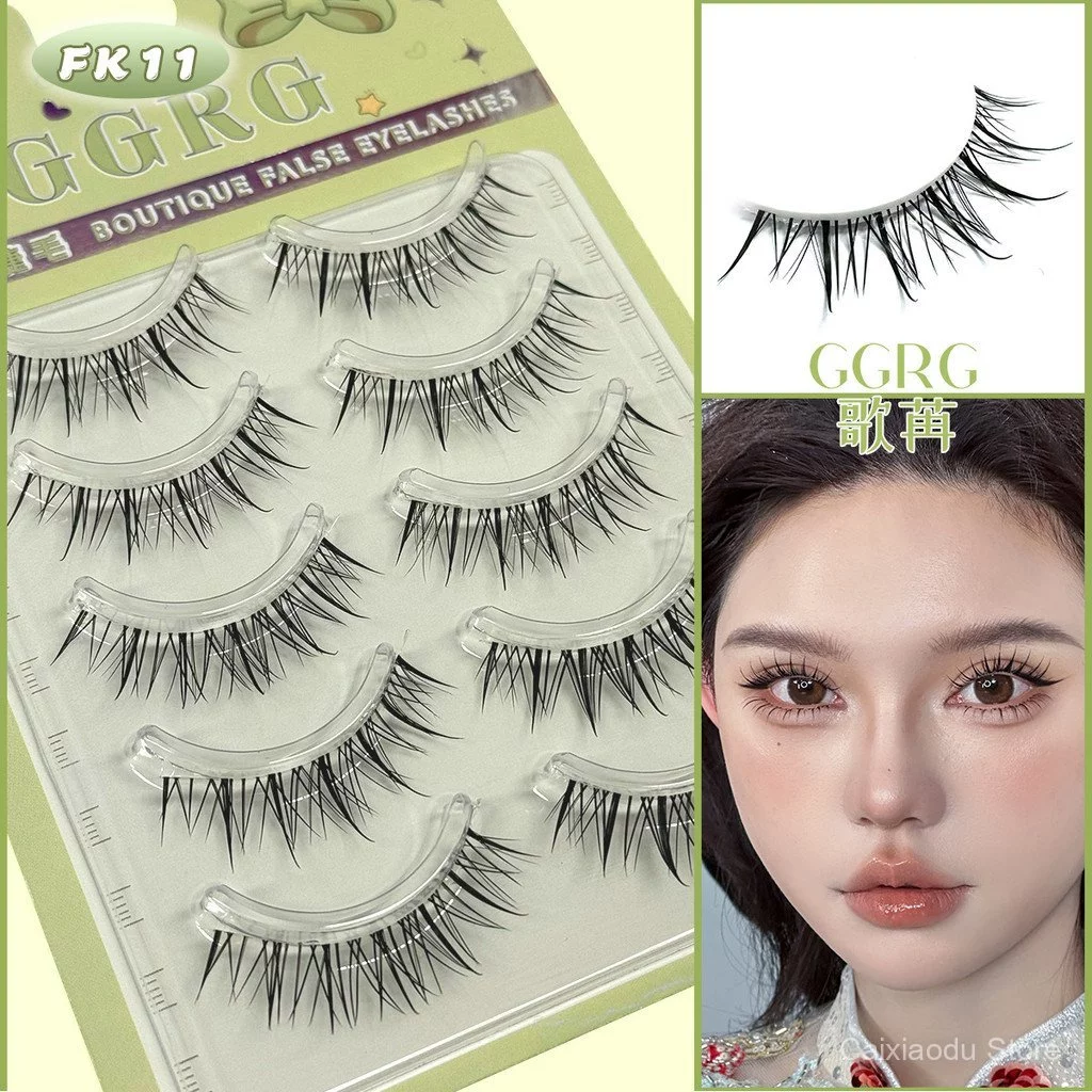 GGRG ความงามแต่งหน้าขนตาปลอมหญิงธรรมชาติจําลอง Lazy Trilogy Eyelashes Single Cluster Grafting